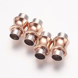 304 cierres magnéticos de acero inoxidable con extremos para pegar, florero, oro rosa, 16.5x10mm, agujero: 6 mm