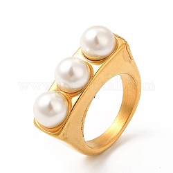 Ионное покрытие (ip) 304 кольцо на палец из нержавеющей стали, классическое кольцо из пластиковых бусин для женщин, реальный 18k позолоченный, размер США 7 (17.3 мм), 4~9 мм