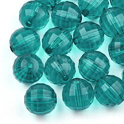 Transparente Acryl Perlen, facettiert, Runde, blaugrün, 21.5x21 mm, Bohrung: 3.5 mm, ca. 80 Stk. / 500 g