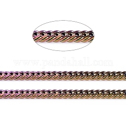 Placage ionique (ip) 304 chaînes à maillons cubains en acier inoxydable, grosses chaînes gourmettes, avec bobine, couleur arc en ciel, 5x4x0.8mm, environ 32.8 pied (10 m)/rouleau