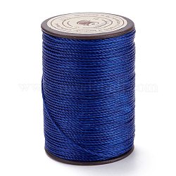 Ficelle ronde en fil de polyester ciré, cordon micro macramé, cordon torsadé, pour la couture de cuir, bleu foncé, 0.8mm, environ 54.68 yards (50 m)/rouleau