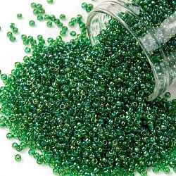 Toho perline rotonde, perline giapponesi, (167b) trasparente ab verde erba, 15/0, 1.5mm, Foro: 0.7 mm, circa 3000pcs/10g