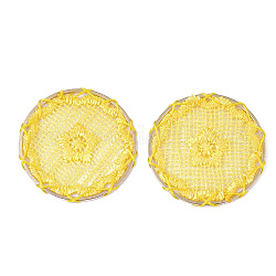 Gewebte Anhängerdekorationen aus Polyester, mit  eisernem Zubehör, kantille, flach rund mit Stern, Licht Gold, golden, 40x2 mm