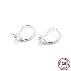 Accessoires de boucle d'oreille en 925 argent sterling, avec goupille et boucle de cheville de perle de tasse, pour la moitié de perles percées, couleur d'argent, 16mm, Trou: 1.4mm, pin: 0.6 mm, bélière: 4 mm, pin: 0.6 mm