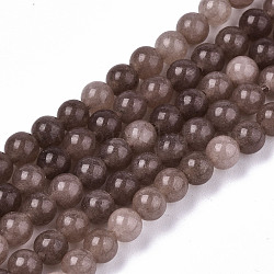 Natural White Jade Beads Strands, Round, Dyed, Coconut Brown, 4mm, Hole: 0.5mm, about 91~95pcs/strand, 14.57 inch~15.35 inch(37~39cm)
