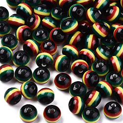 Ghana Jamaica Reggae Streifen Harz Perlen, Runde, Farbig, 8x7 mm, Bohrung: 1.6 mm