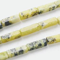 Fili di perle naturali di turchese giallo (diaspro), cuboide, 13~14x4~4.5x4~4.5mm, Foro: 1.2 mm,circa29~30pcs/filo, 15.74 pollici ~ 16.5 pollici (40~42 cm)