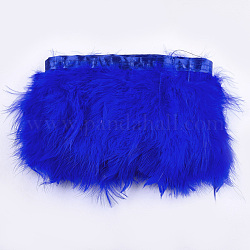 Guarnizione con frangia di piume di tacchino, accessori costume, tinto, blu, 120~180 mm, circa 2 m / borsa