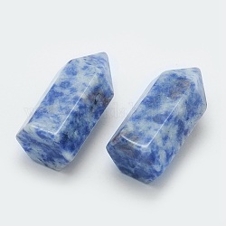 Tache bleue naturelle en jaspe, pierres de guérison, baguette magique de thérapie de méditation d'équilibrage d'énergie de reiki, perles non percées / sans trou, balle, 33~35x16~17x14.5~15mm