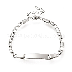 304 Stainless Steel Kids Bracelets, Blank Rectangle Link Bracelets, Platinum, 6-3/8 inch(16.2cm)