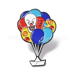 Spilla smaltata a palloncino e clown, distintivo della lega del fumetto per i vestiti dello zaino, elettroforesi nera, colorato, 35x24x1.5mm, ago :1.3mm