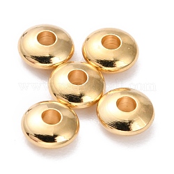 Brass Beads, Long-Lasting Plated, Rondelle, Real 24K Gold Plated, 4.5x2mm, Hole: 1.6mm