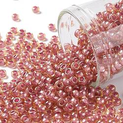 Toho perles de rocaille rondes, Perles de rocaille japonais, (960) intérieur couleur ambre / mauve doublé, 8/0, 3mm, Trou: 1mm, environ 1110 pcs/50 g