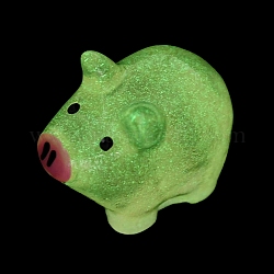 Ornamento di maiale in resina luminosa, decorazione per esposizione di maialini dei cartoni animati con minifigure che si illumina al buio, roso, 16.5x20.5x12.5mm