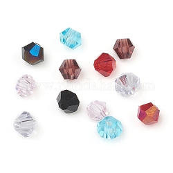 Perles en verre electroplate, de couleur plaquée ab , facette, Toupie, couleur mixte, 4x4mm, Trou: 1mm