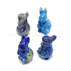 Décorations d'affichage de sculptures en lapis-lazuli naturel, pour bureau à domicile, lapin, 17~19x17~18.5x32~37mm