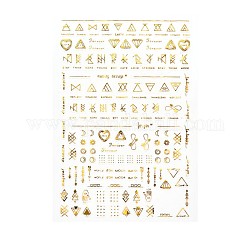 Laser Hot Stamping Nail Art Stickers Decals, Self Adhesive Nail Art Transfer Decals, Tattoos Sliders Manicure Tips Nail Decoration, Gold, Mixed Patterns, 93x64mm