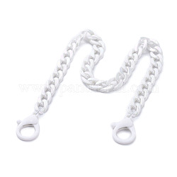 Artículos personalizados de doble uso, collares de cadena de cable de perlas de imitación de acrílico o cadenas de gafas, con cierres de langosta de plástico, color de ab, blanco, 21.65 pulgada (55 cm)
