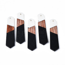 Resin & Walnut Wood Pendants, Arrow, Black, 49x12x3.5mm, Hole: 1.6mm