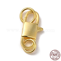 925 Sterling Silver Lobster Claw Clasps, Rectangle with 925 Stamp, Golden, 14.5x7x3mm