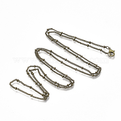 Fabrication de collier de chaîne gourmette en fer recouvert de laiton, avec des perles et des pinces de homard, bronze antique, 32 pouce (81.5 cm)