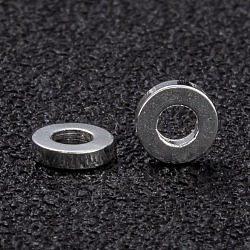 Spacer бисер латунные, долговечный, плоско-круглые, серебряные, 4x1 мм, отверстие : 2 мм