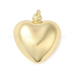 Acumular colgantes de chapado de latón, con anillo de salto, encanto de corazón inflado, real 18k chapado en oro, 20x18x9.5mm, agujero: 3 mm