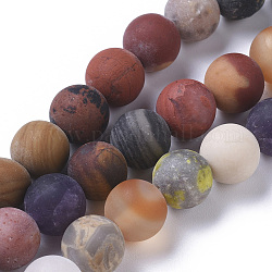 Природных драгоценных камней смешанного бисер нитей, матовые, круглые, 10 мм, отверстие : 0.8 мм, около 38 шт / нитка, 15.16 дюйм (38.5 см)