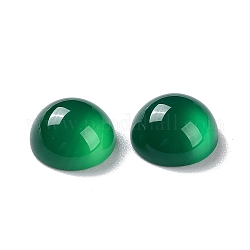 Прозрачные стеклянные кабошоны, плоско-круглые, зелёные, 8x4.5 мм