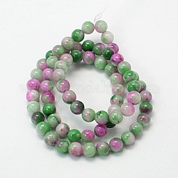 Abalorios de jade hebras, jade blanco natural, teñido, redondo, colorido, 12mm, agujero: 1.5 mm, aproximamente 33 pcs / cadena, 15.7 pulgada