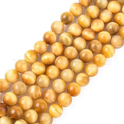 Natural Yellow Tiger Eye Beads Strands, Round, 8mm