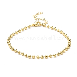 Bracelets à chaîne à billes en laiton plaqué en rack pour femmes, Plaqué longue durée, sans plomb et sans cadmium, véritable 18k plaqué or, 7-1/4 pouce (18.5 cm), perle: 3 mm