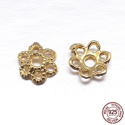Veri cappucci di perline in argento sterling a 18 petali e 6 placcati in oro 925k, fiore, oro, 5.5x1.5mm, Foro: 1.2 mm, circa 222pcs/20g