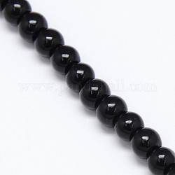 Crystal Glass Round Beads Strands, Black, 4mm, Hole: 1mm, about 105pcs/strand, 15.7 inch