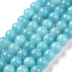 Natur Mashan Jade runde Perlen Stränge, gefärbt, dunkles Cyan, 6 mm, Bohrung: 1 mm, ca. 69 Stk. / Strang, 15.7 Zoll