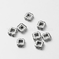 Tibetan Style Alloy Square Spacer Beads, Antique Silver, 5x5x2mm, Hole: 2x2mm