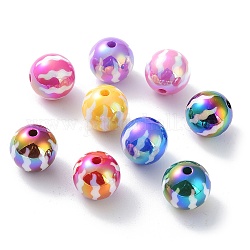 UV Plating Opeque Acrylic Beads, Iridescent, Round, Mixed Color, 15.5x15mm, Hole: 2.5mm