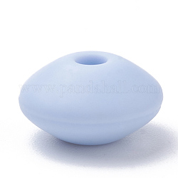 Perles de silicone écologiques de qualité alimentaire, perles à mâcher pour les jouets de dentition, Diy soins infirmiers colliers faisant, rondelle, bleu clair, 12x6~7mm, Trou: 2mm
