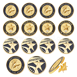 Olycraft 15Pcs 3 Styles Positive Reward Encourating Word Enamel Pin, Golden Zinc Alloy Star Badge for Backpack Clothes, Black, 20.5x1.5mm, 5Pcs/style