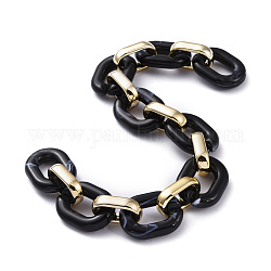 Cadenas de cable de acrílico hechas a mano, con anillos de unión de plástico ccb, negro, enlaces: 24x18x5 mm y 19x12x4.5 mm, 39.37 pulgada (1 m) / hebra