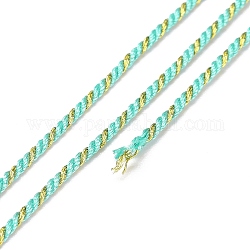 Cordon filigrane polycoton, corde tressée, avec bobine en plastique, pour accrocher au mur, artisanat, emballage cadeau, turquoise pale, 1.2mm, environ 27.34 yards (25 m)/rouleau