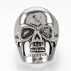 Кольца перста сплава, широкая полоса кольца, череп, античное серебро, размер США 9 3/4 (19.5 мм)