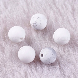 Natürliche Howlith Perlen, Hälfte gebohrt, Runde, 6 mm, Bohrung: 1 mm