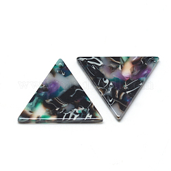 Cellulose Acetate(Resin) Pendants, Triangle, Turquoise, 15x16x2.5mm, Hole: 1.5mm