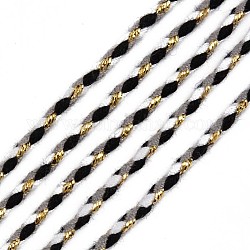 Трехцветные плетеные шнуры из полиэстера, с золотой металлической нитью, для плетения бижутерии браслет дружбы, темно-серый, 2 мм, около 100 ярд / пучок (91.44 м / пучок)