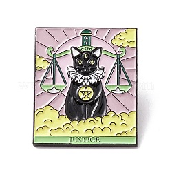 Justice Word Enamel Pin, Cat Tarot Alloy Badge for Backpack Clothes, Electrophoresis Black, Scales Pattern, 30.5x25.5x1.5mm, Pin: 1mm