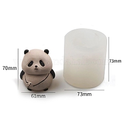 Panda avec sac à bandoulière, figurine, bougie parfumée, moules en silicone, moules à bougies, moule à bougie d'aromathérapie, blanc, 7.3x7.3 cm, Diamètre intérieur: 7x6.1 cm