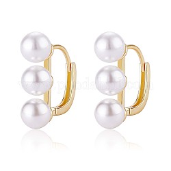 Boucles d'oreilles créoles à perles triple coquille, bijoux en laiton pour femmes, or, 18x19.3mm, pin: 1 mm