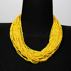 Collares de múltiples hilos con cuentas de plástico, collar de estilo bohemio, amarillo, 20.87 pulgada (53 cm)