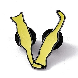 猫頭文字エナメルピン  バックパックの服のための電気泳動の黒い合金の漫画のブローチ  文字.v  30x27x2mm  ピン：1.2mm